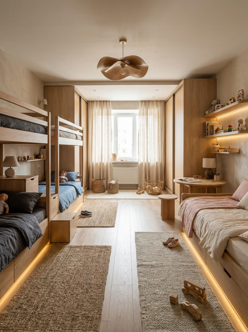 Дизайн детской в стиле Japandi — фото интерьера от нейросети RoomGPT