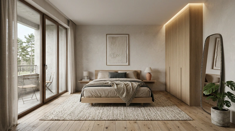 Дизайн спальни в стиле Japandi — фото интерьера от нейросети RoomGPT