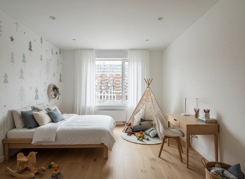 Дизайн интерьера в стиле Хюгге — Детская от нейросети RoomGPT