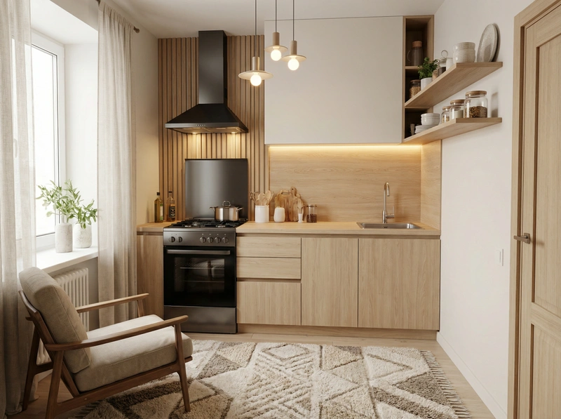 Дизайн интерьера в стиле Хюгге — Кухня от нейросети RoomGPT