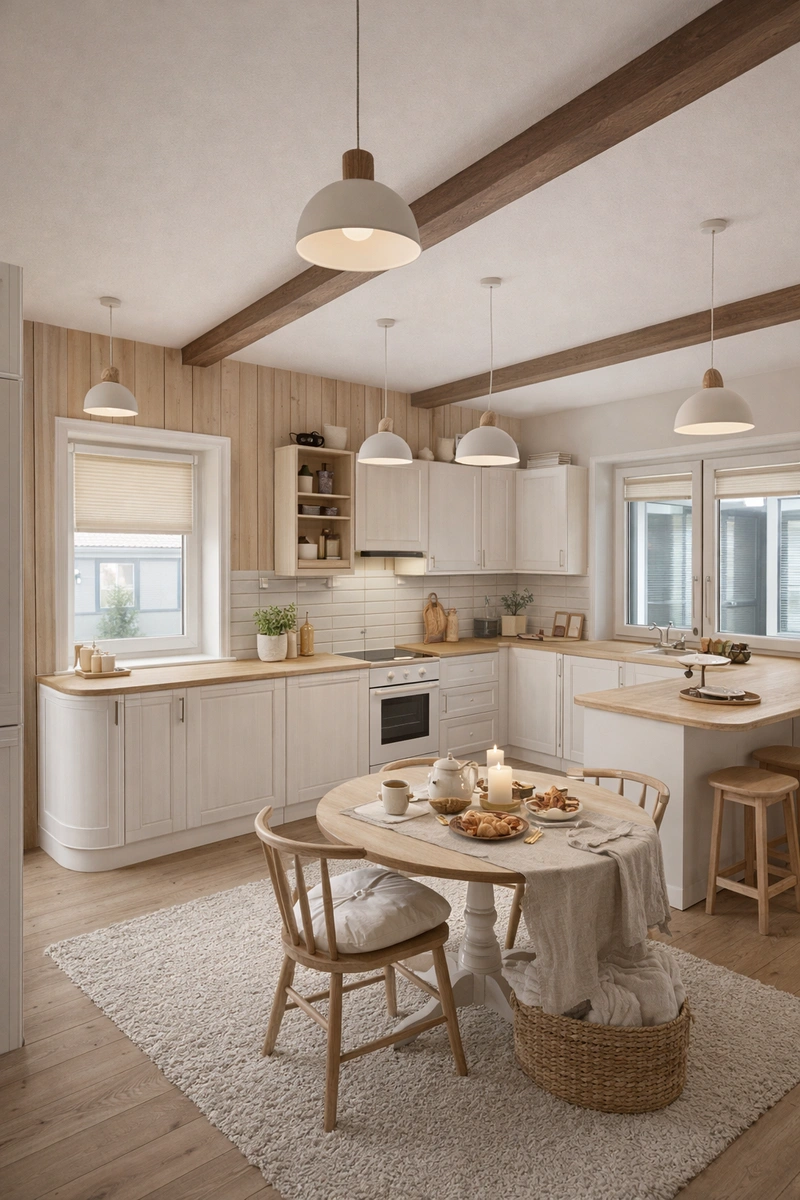 Дизайн кухни в стиле Хюгге — фото интерьера от нейросети RoomGPT