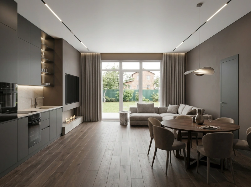 Дизайн кухни в стиле Контемпорари — фото интерьера от нейросети RoomGPT