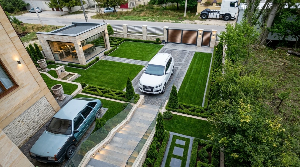 Дизайн участка в стиле Классика — фото участка от нейросети RoomGPT