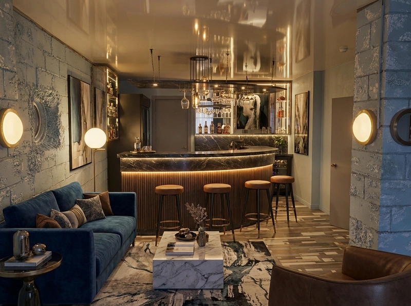 Дизайн интерьера в стиле Контемпорари — Гостиная от нейросети RoomGPT