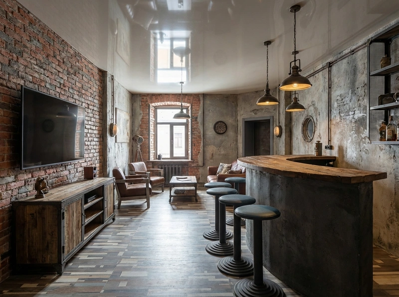Дизайн интерьера в стиле Лофт — Гостиная от нейросети RoomGPT