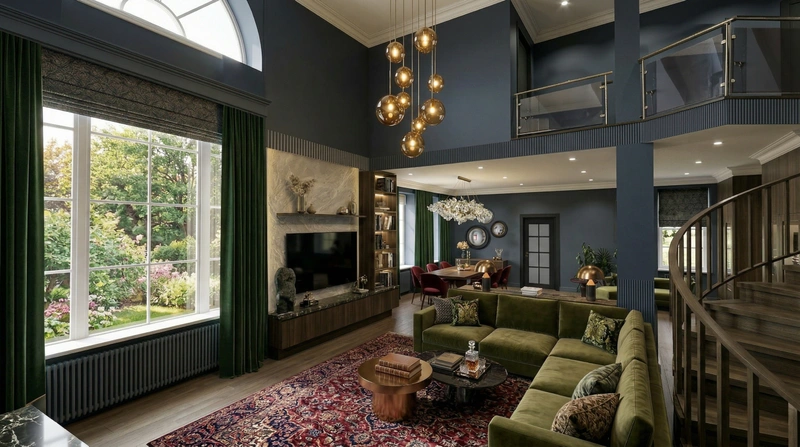 Дизайн гостиной в стиле Британский — фото интерьера от нейросети RoomGPT