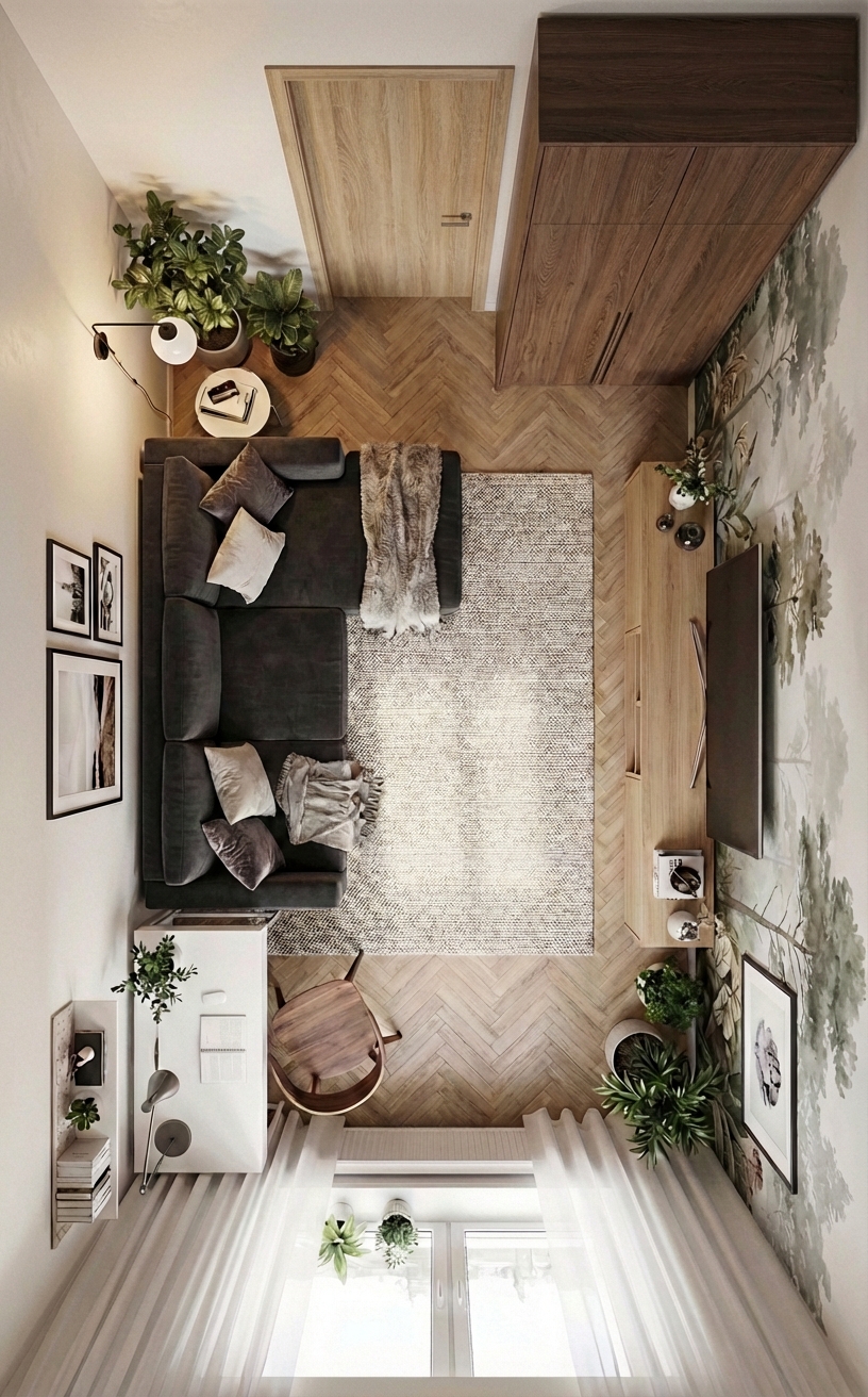 Дизайн гостиной в стиле Сканди — фото интерьера от нейросети RoomGPT