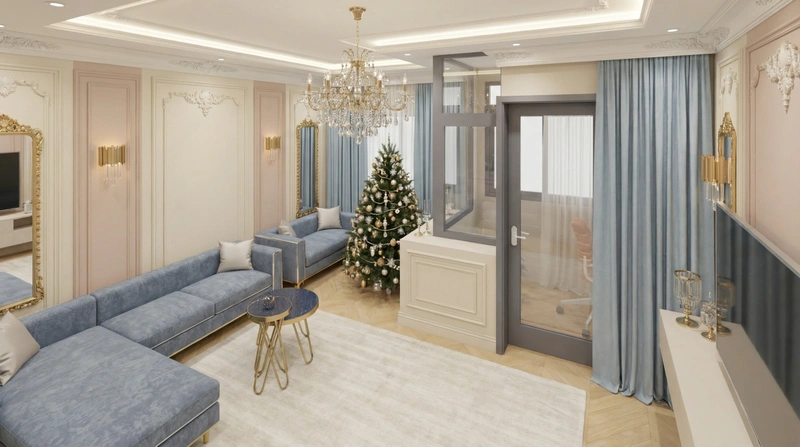 Дизайн интерьера в стиле Неоклассика — Гостиная от нейросети RoomGPT