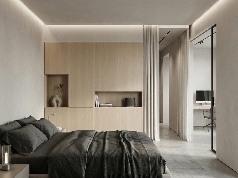 Дизайн спальни в стиле Минимализм — фото интерьера от нейросети RoomGPT