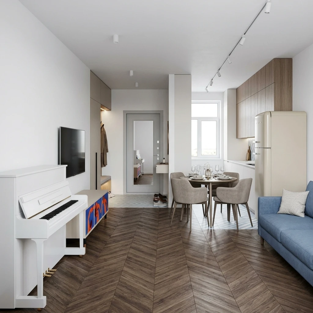 Дизайн интерьера в стиле Минимализм — Гостиная от нейросети RoomGPT