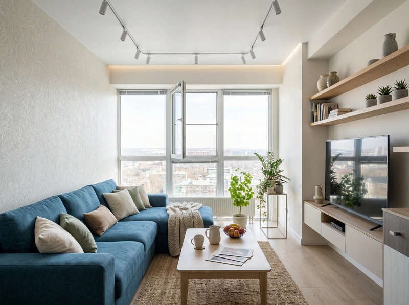 Дизайн гостиной в стиле Хюгге — фото интерьера от нейросети RoomGPT