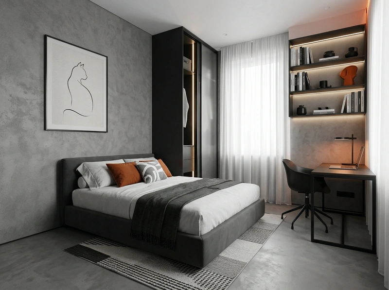 Дизайн спальни в стиле Минимализм — фото интерьера от нейросети RoomGPT