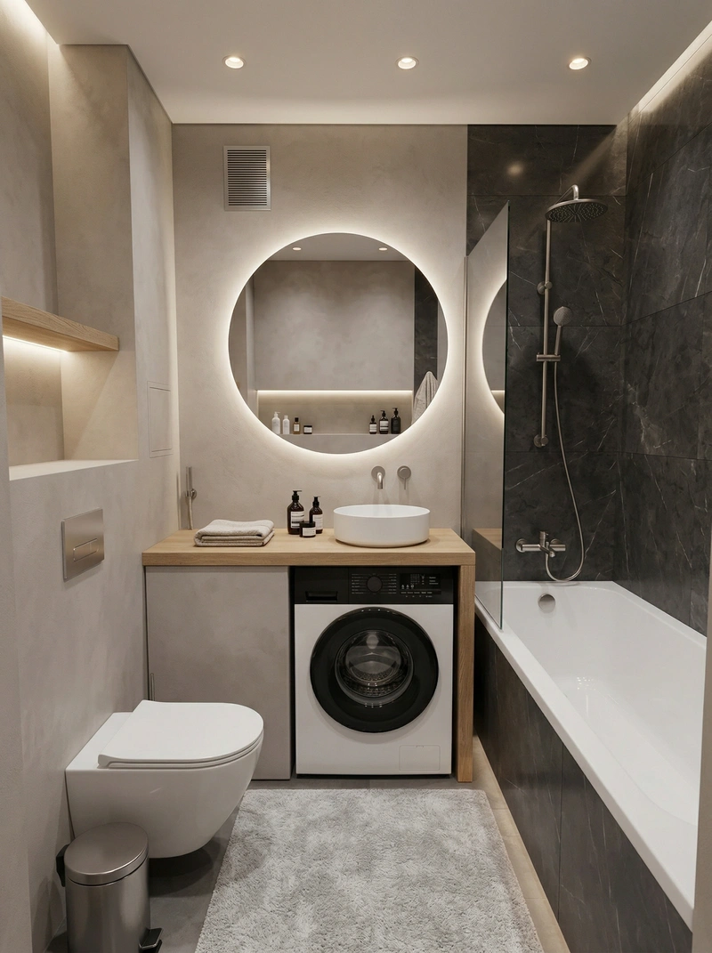 Дизайн ванной в стиле Минимализм — фото интерьера от нейросети RoomGPT