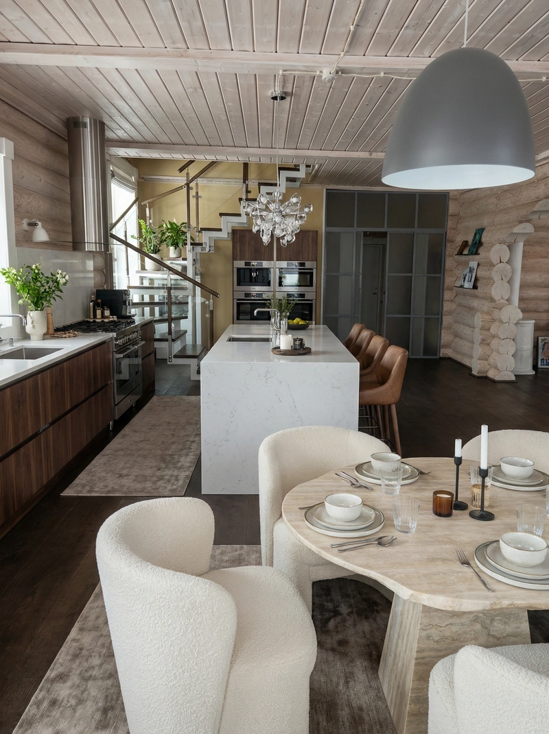 Дизайн интерьера в стиле Контемпорари — Кухня от нейросети RoomGPT