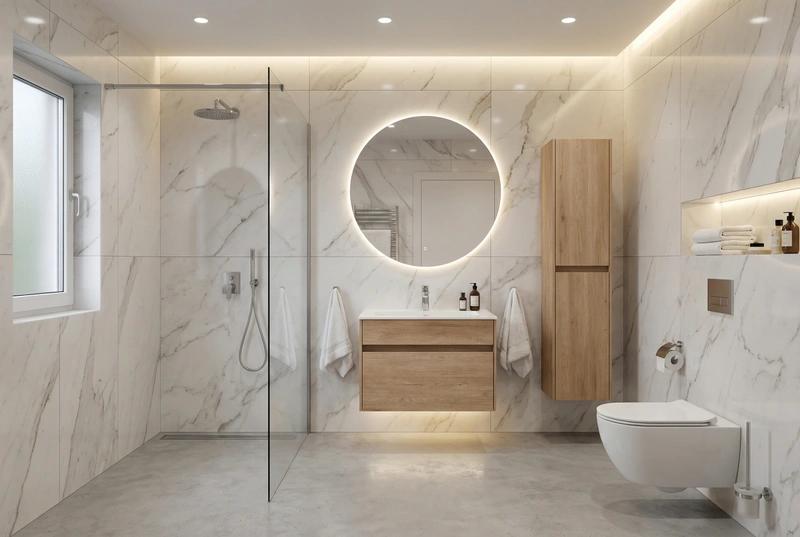 Дизайн интерьера в стиле Контемпорари — Ванная от нейросети RoomGPT