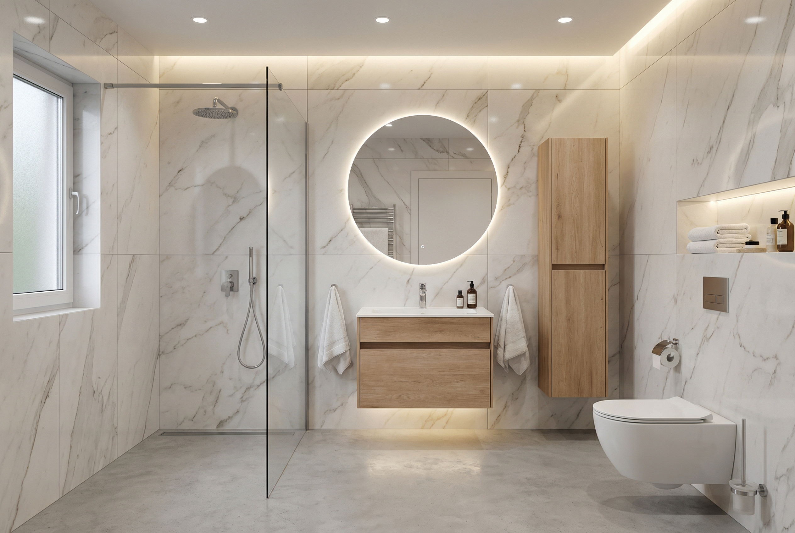 Дизайн ванной в стиле Контемпорари — фото интерьера от нейросети RoomGPT