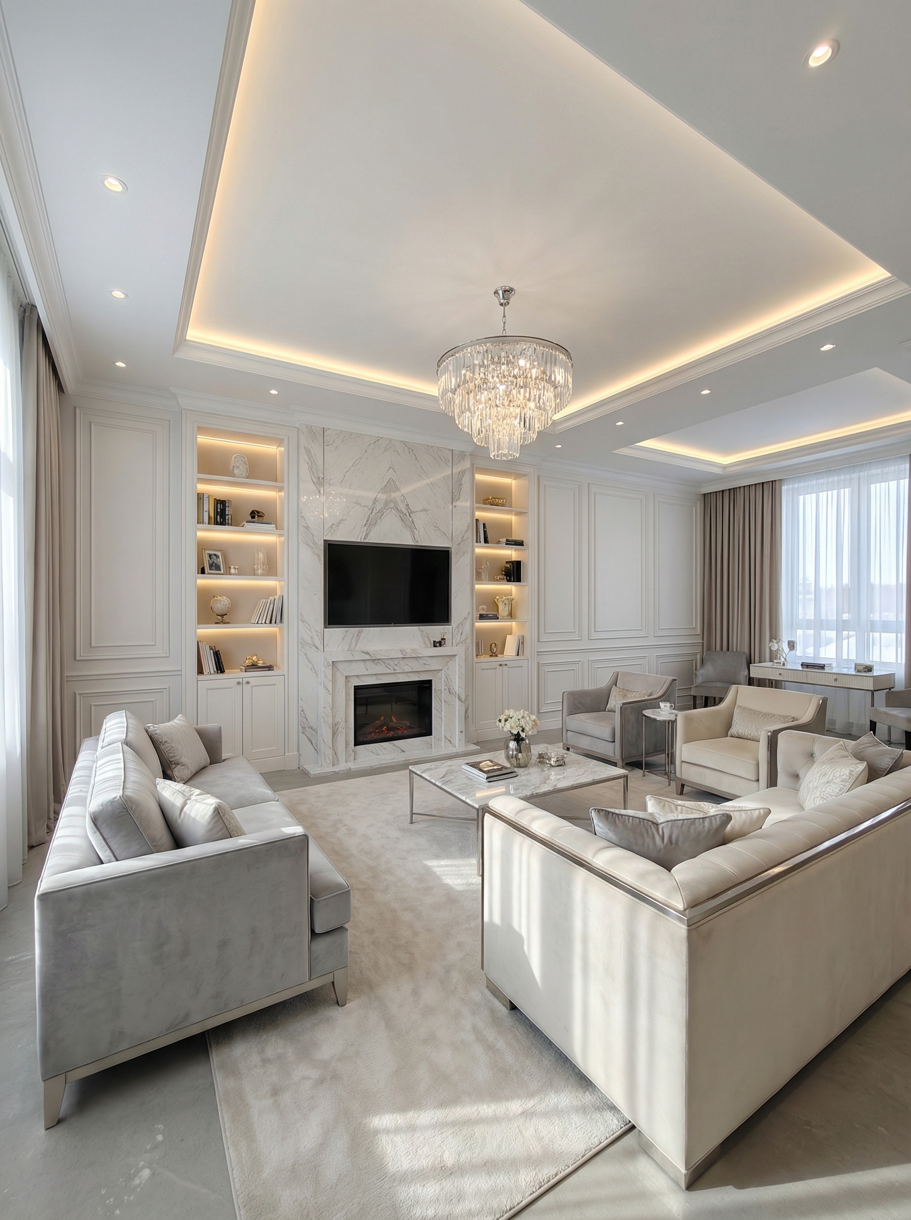 Дизайн гостиной в стиле Классика — фото интерьера от нейросети RoomGPT