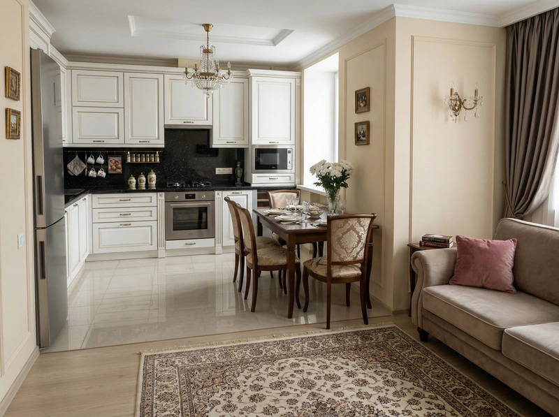 Дизайн интерьера в стиле Классика — Гостиная от нейросети RoomGPT