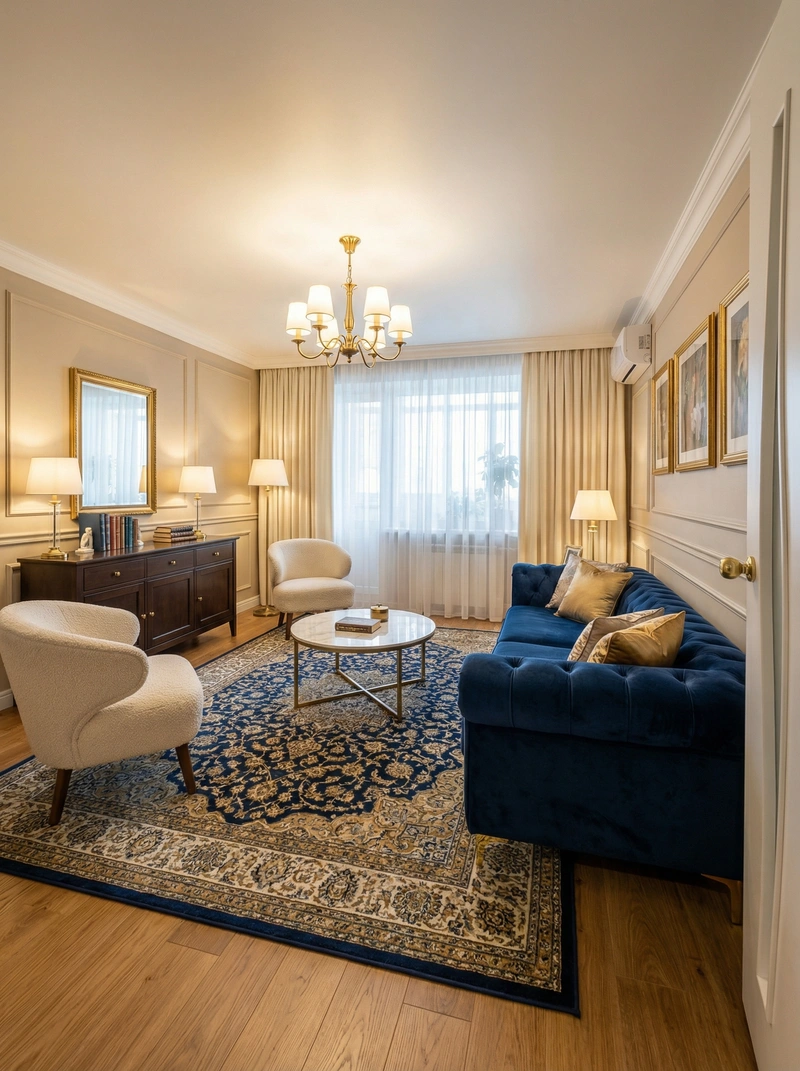 Дизайн интерьера в стиле Классика — Гостиная от нейросети RoomGPT