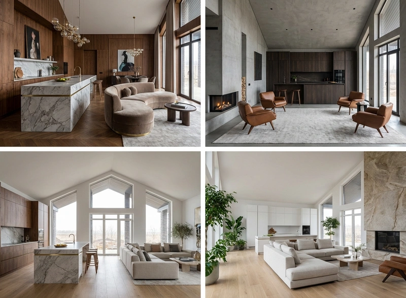 Дизайн интерьера в стиле Контемпорари — Гостиная от нейросети RoomGPT