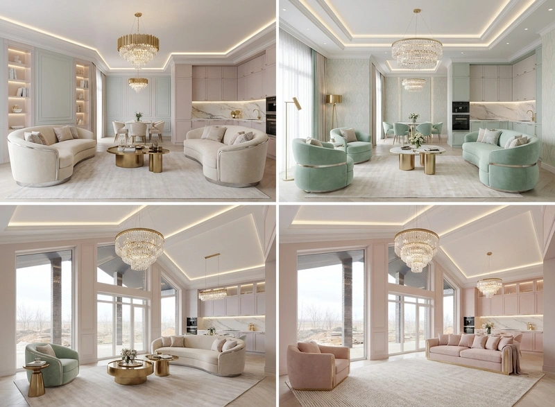 Дизайн интерьера в стиле Неоклассика — Гостиная от нейросети RoomGPT