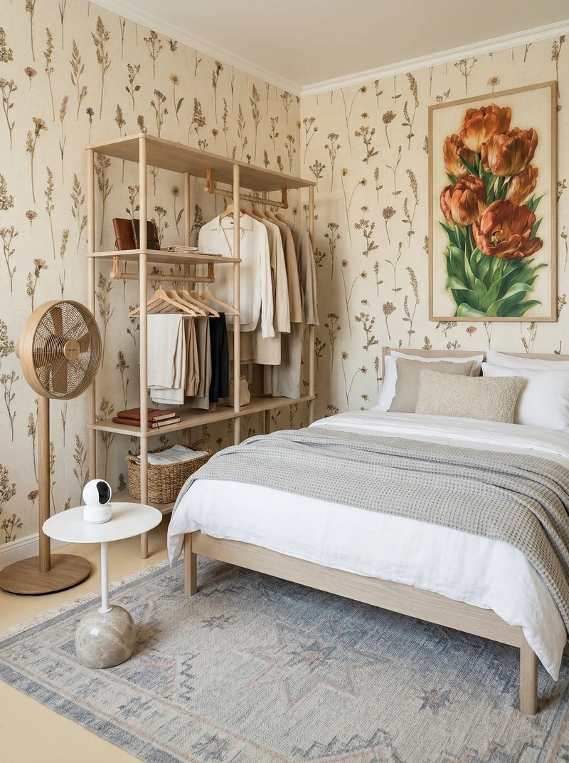 Дизайн спальни в стиле Сканди — фото интерьера от нейросети RoomGPT