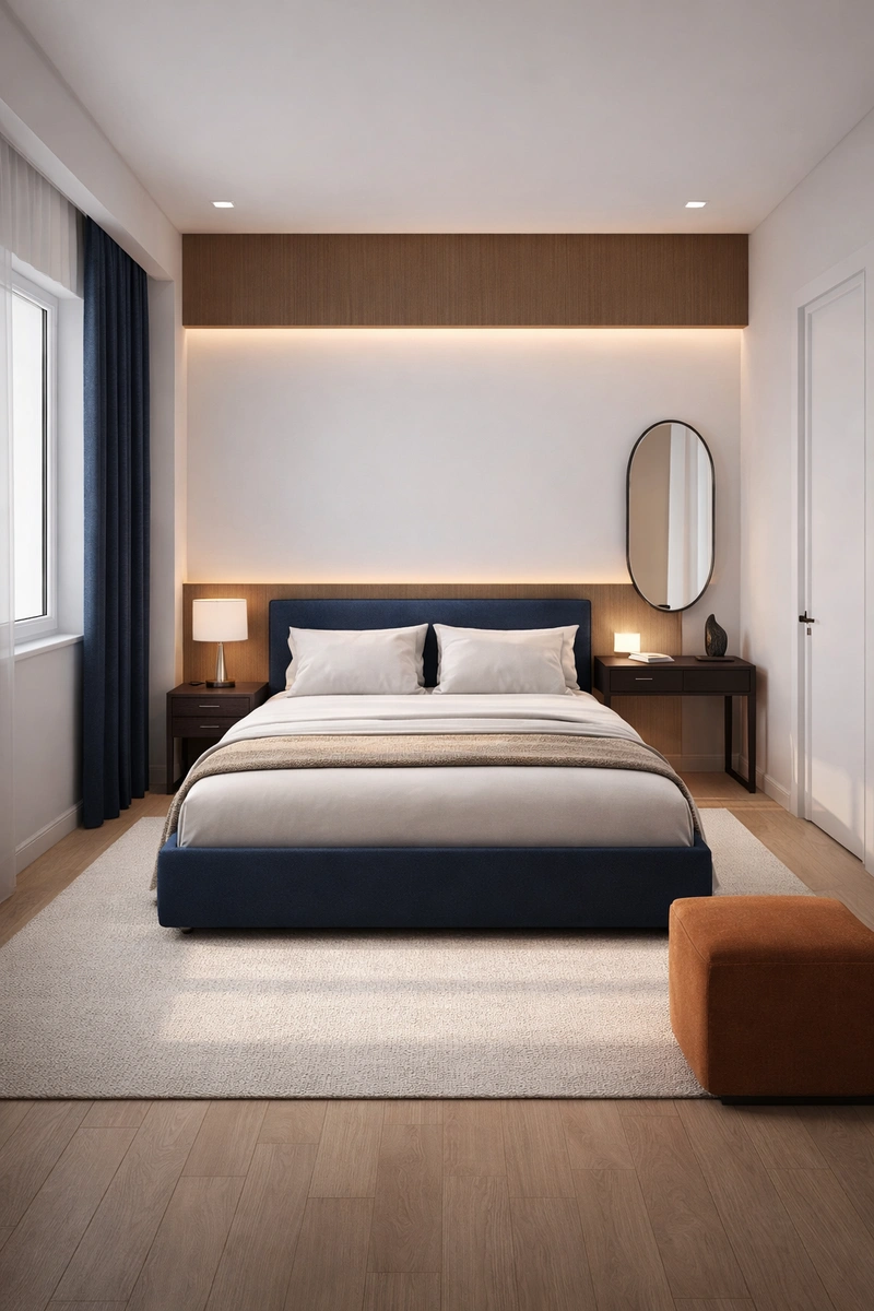 Дизайн спальни в стиле Минимализм — фото интерьера от нейросети RoomGPT