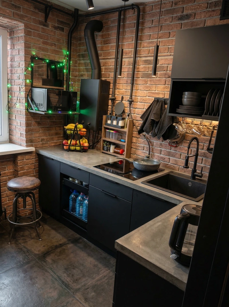 Дизайн кухни в стиле Лофт — фото интерьера от нейросети RoomGPT