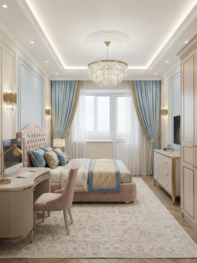Дизайн интерьера в стиле Неоклассика — Спальня от нейросети RoomGPT