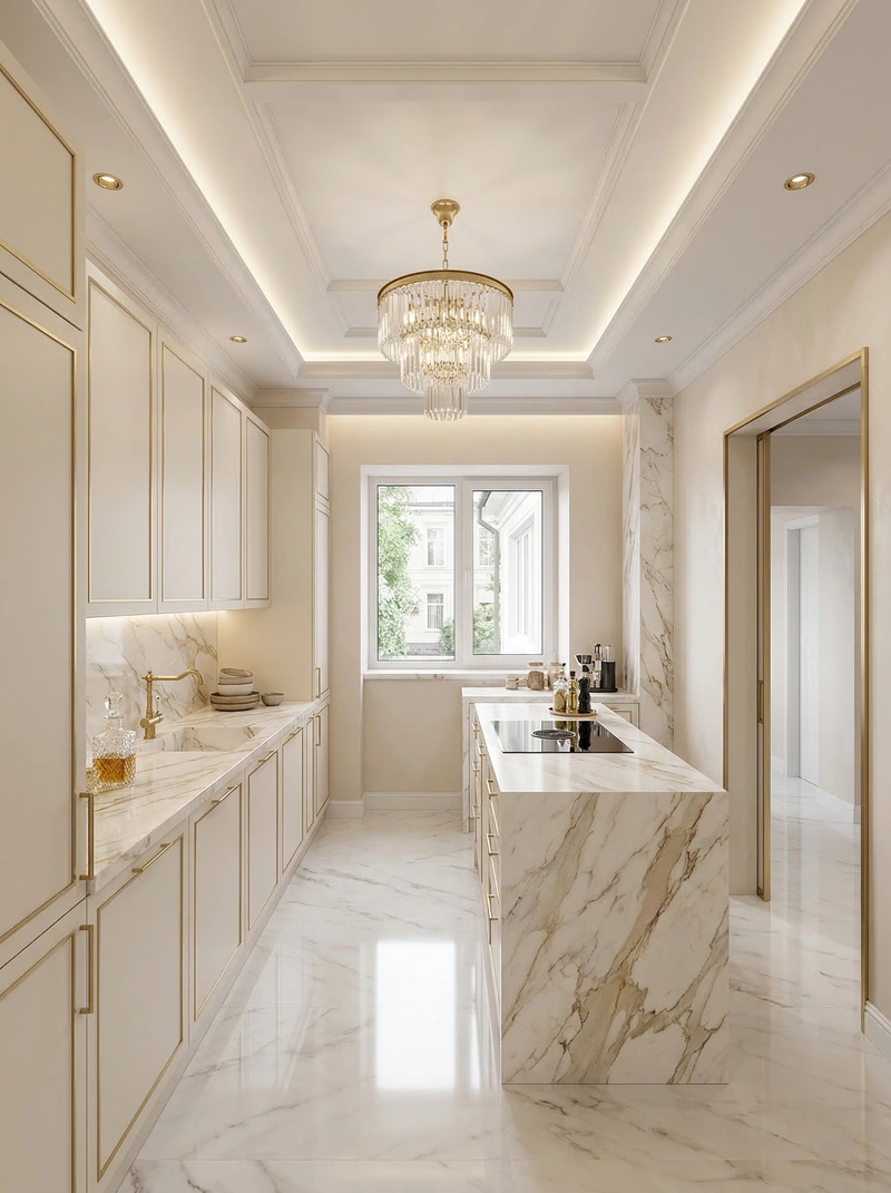 Дизайн кухни в стиле Неоклассика — фото интерьера от нейросети RoomGPT