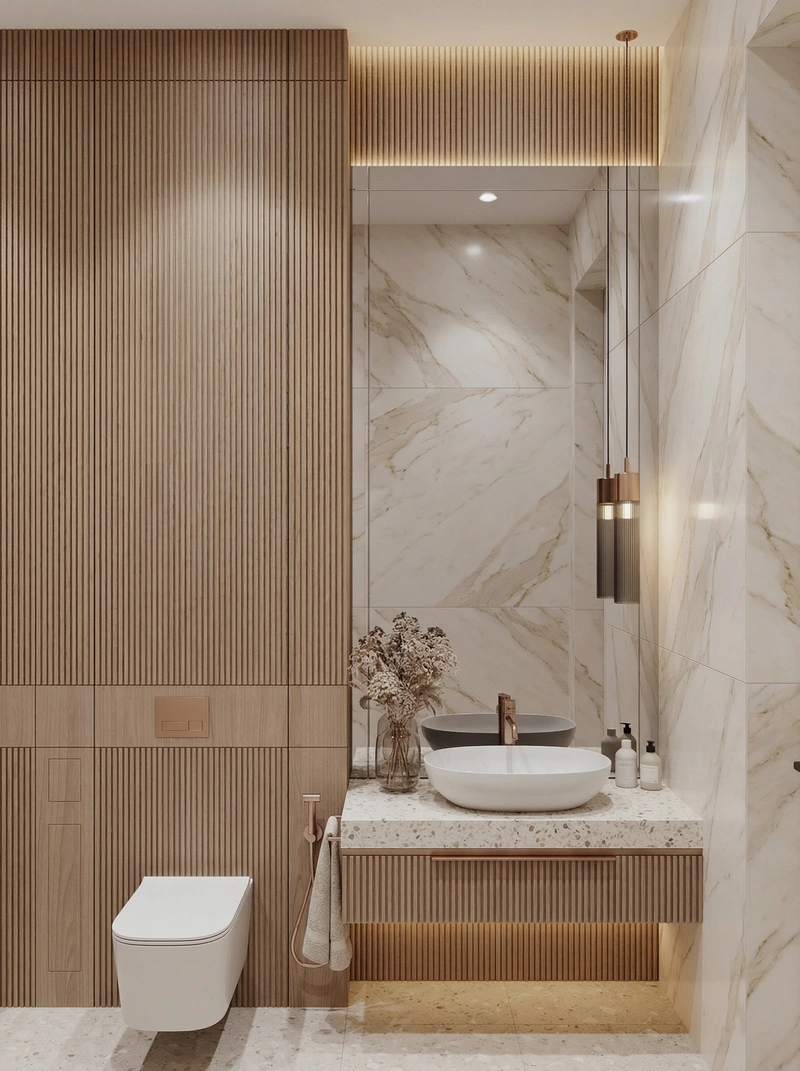 Дизайн ванной в стиле Минимализм — фото интерьера от нейросети RoomGPT