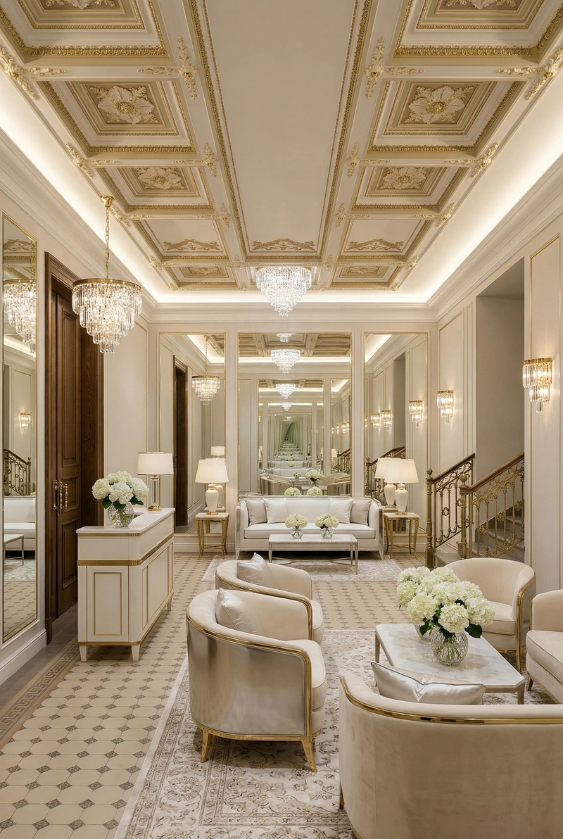 Дизайн гостиной в стиле Неоклассика — фото интерьера от нейросети RoomGPT