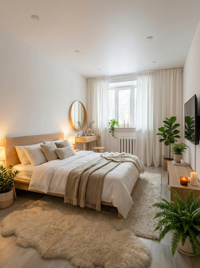 Дизайн интерьера в стиле Хюгге — Спальня от нейросети RoomGPT