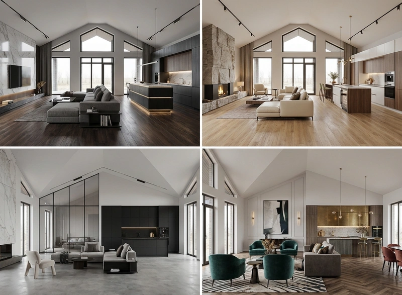 Дизайн интерьера в стиле Контемпорари — Гостиная от нейросети RoomGPT