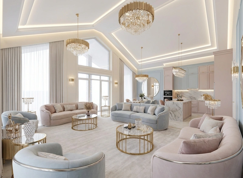 Дизайн интерьера в стиле Неоклассика — Гостиная от нейросети RoomGPT