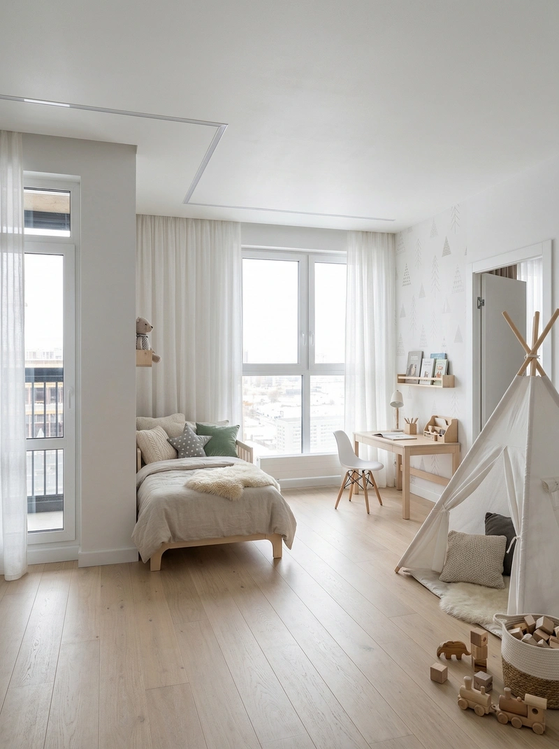 Дизайн детской в стиле Хюгге — фото интерьера от нейросети RoomGPT