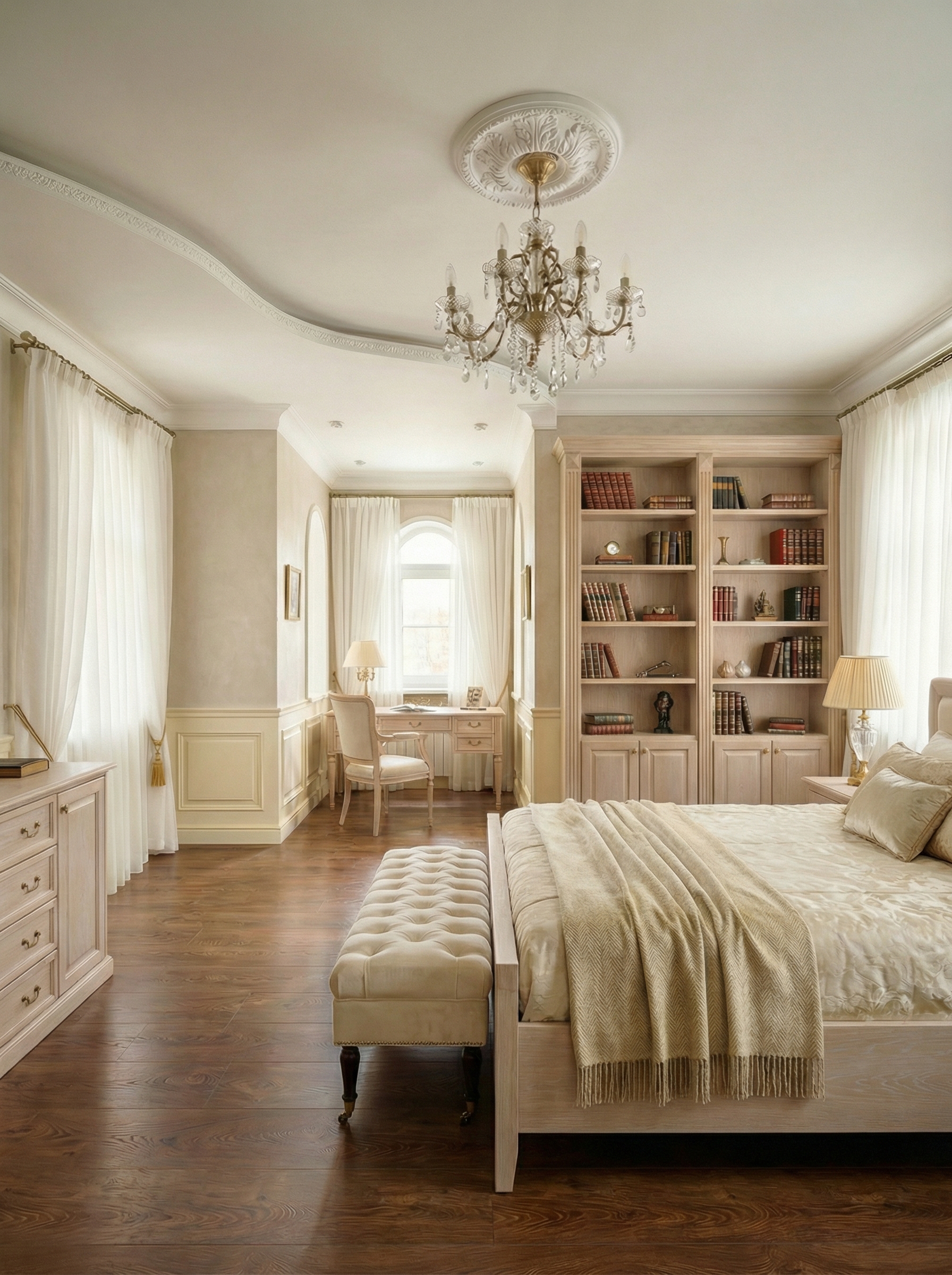 Дизайн спальни в стиле Британский — фото интерьера от нейросети RoomGPT