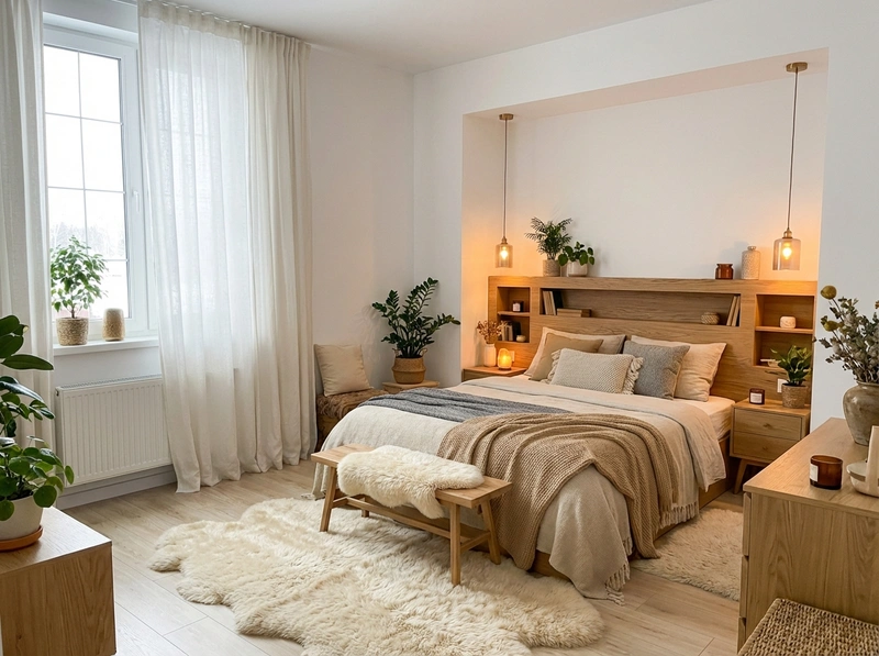 Дизайн интерьера в стиле Хюгге — Спальня от нейросети RoomGPT