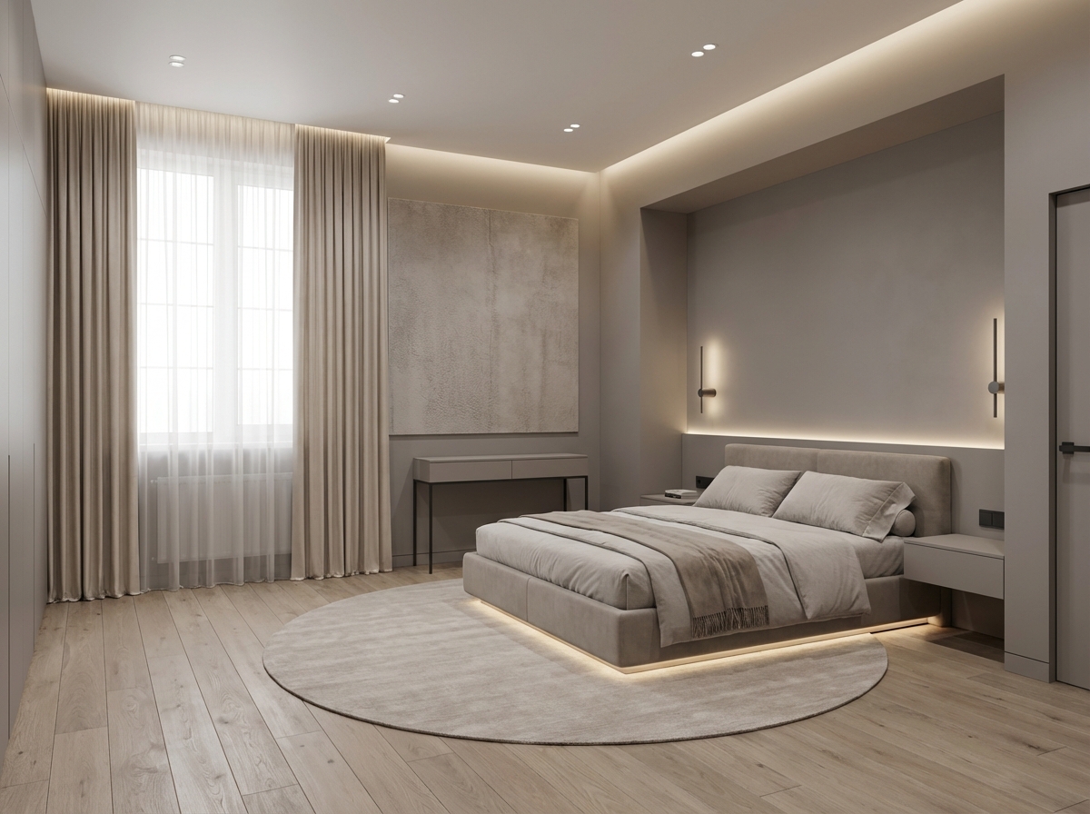 Дизайн спальни в стиле Минимализм — фото интерьера от нейросети RoomGPT