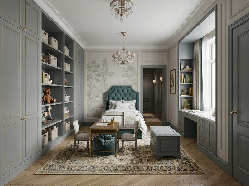 Дизайн интерьера в стиле Классика — Детская от нейросети RoomGPT