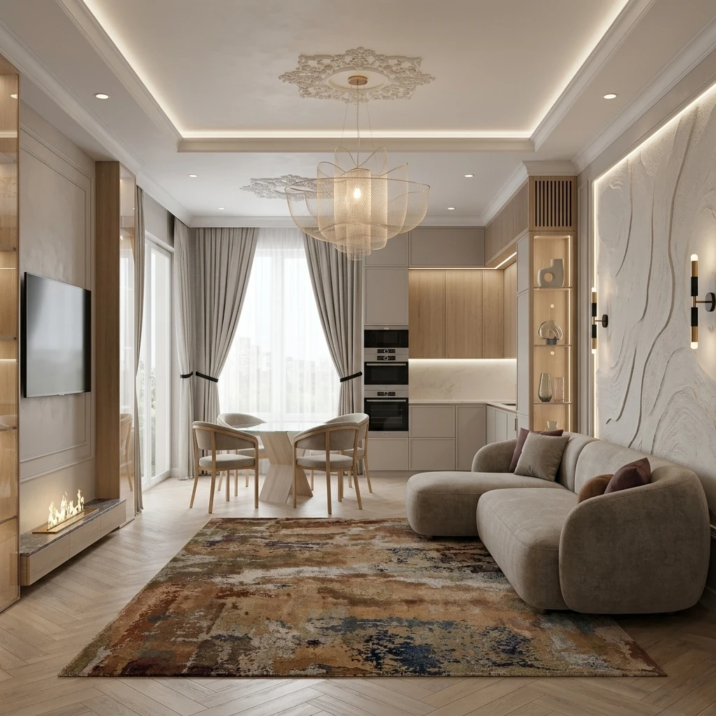 Дизайн интерьера в стиле Минимализм — Гостиная от нейросети RoomGPT
