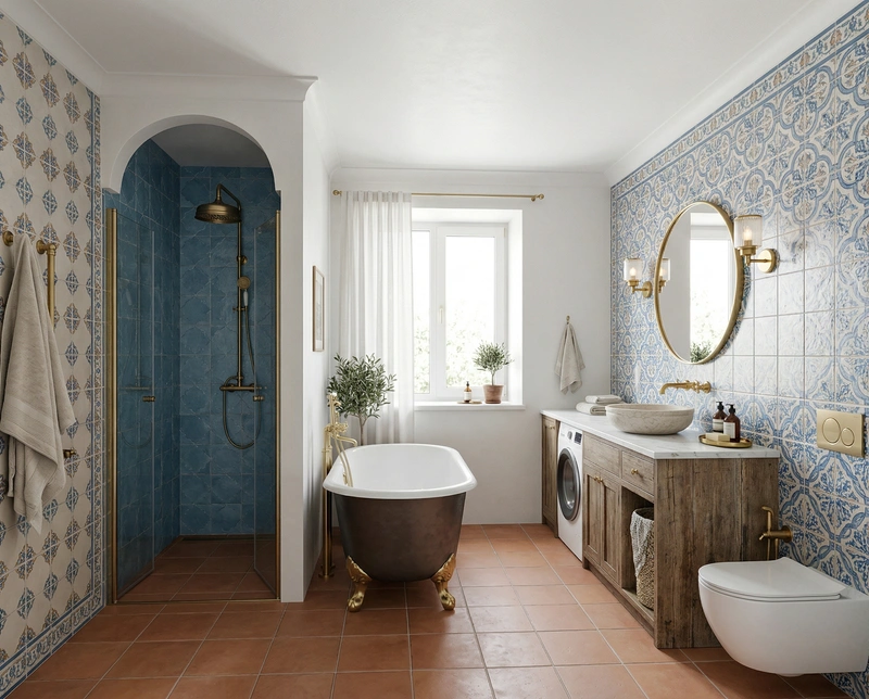 Дизайн ванной в стиле Сканди — фото интерьера от нейросети RoomGPT