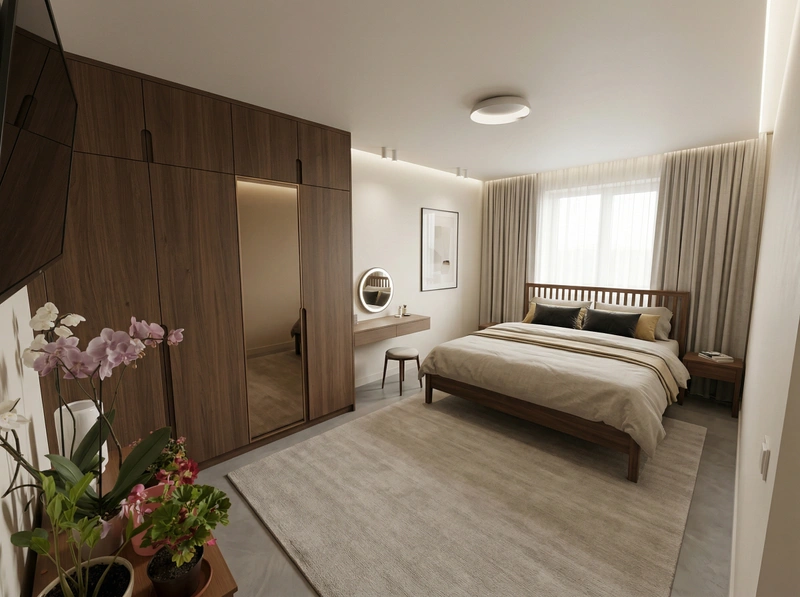 Дизайн спальни в стиле Минимализм — фото интерьера от нейросети RoomGPT