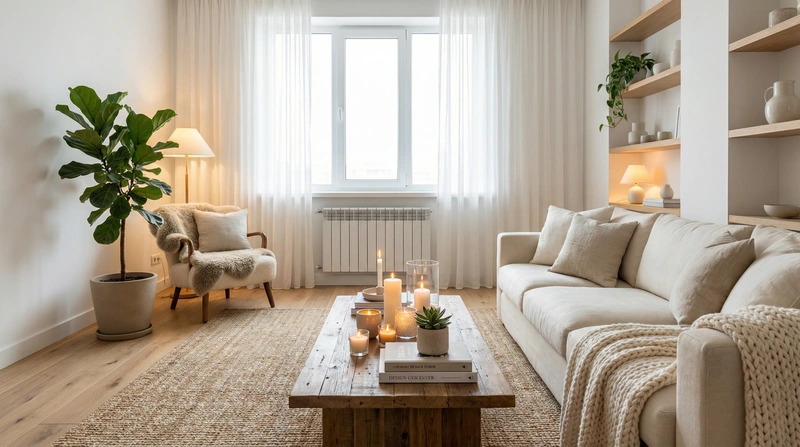 Дизайн интерьера в стиле Хюгге — Гостиная от нейросети RoomGPT