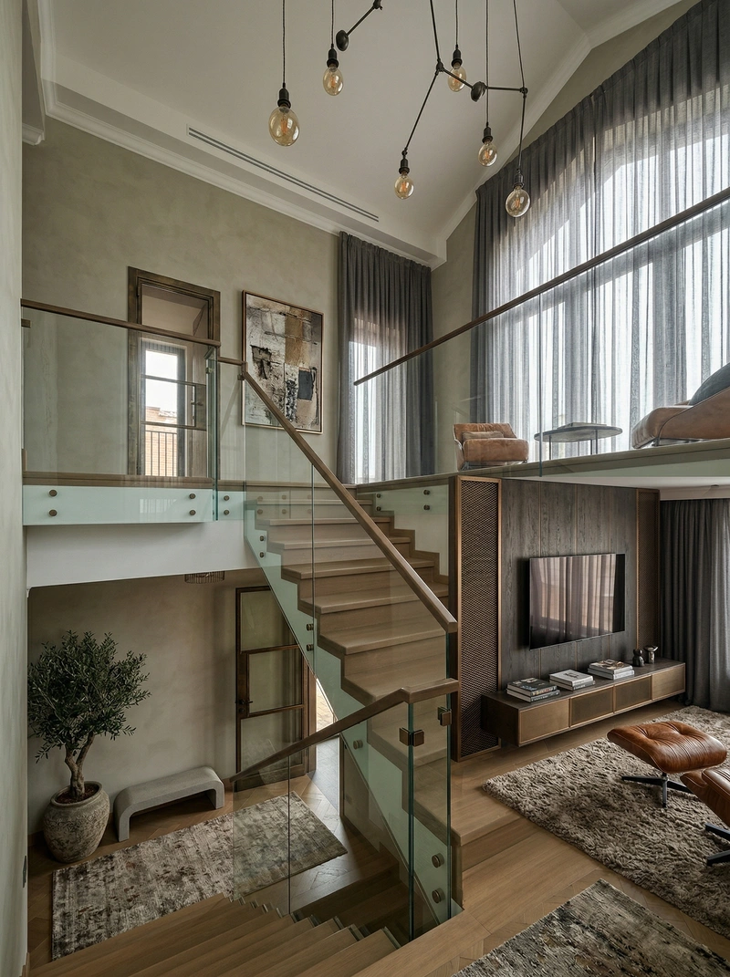 Дизайн гостиной в стиле Лофт — фото интерьера от нейросети RoomGPT