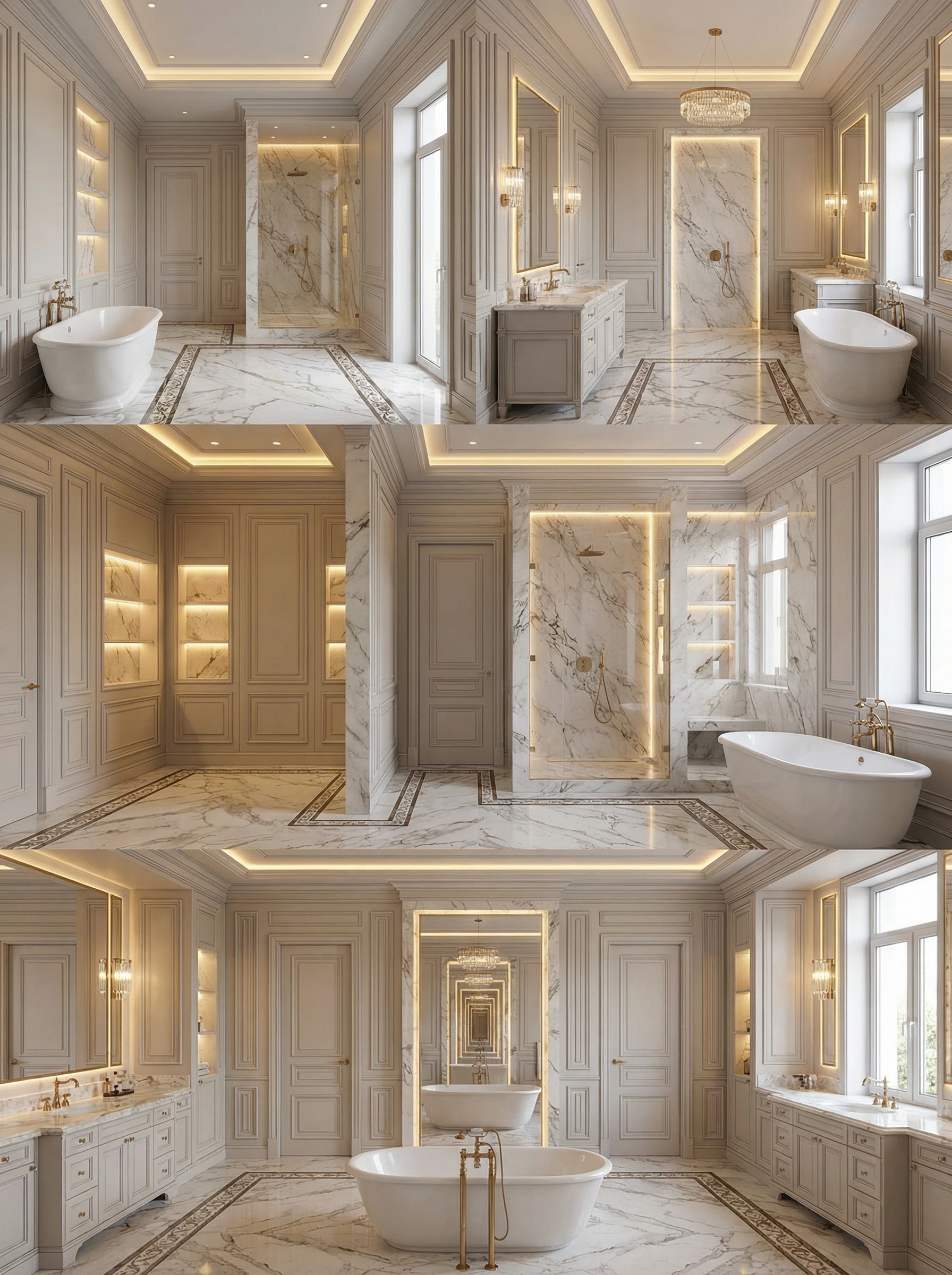 Дизайн ванной в стиле Классика — фото интерьера от нейросети RoomGPT