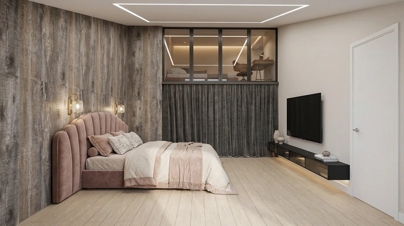 Дизайн интерьера в стиле Контемпорари — Гостиная от нейросети RoomGPT