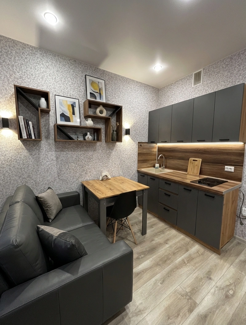 Дизайн интерьера в стиле Контемпорари — Кухня от нейросети RoomGPT