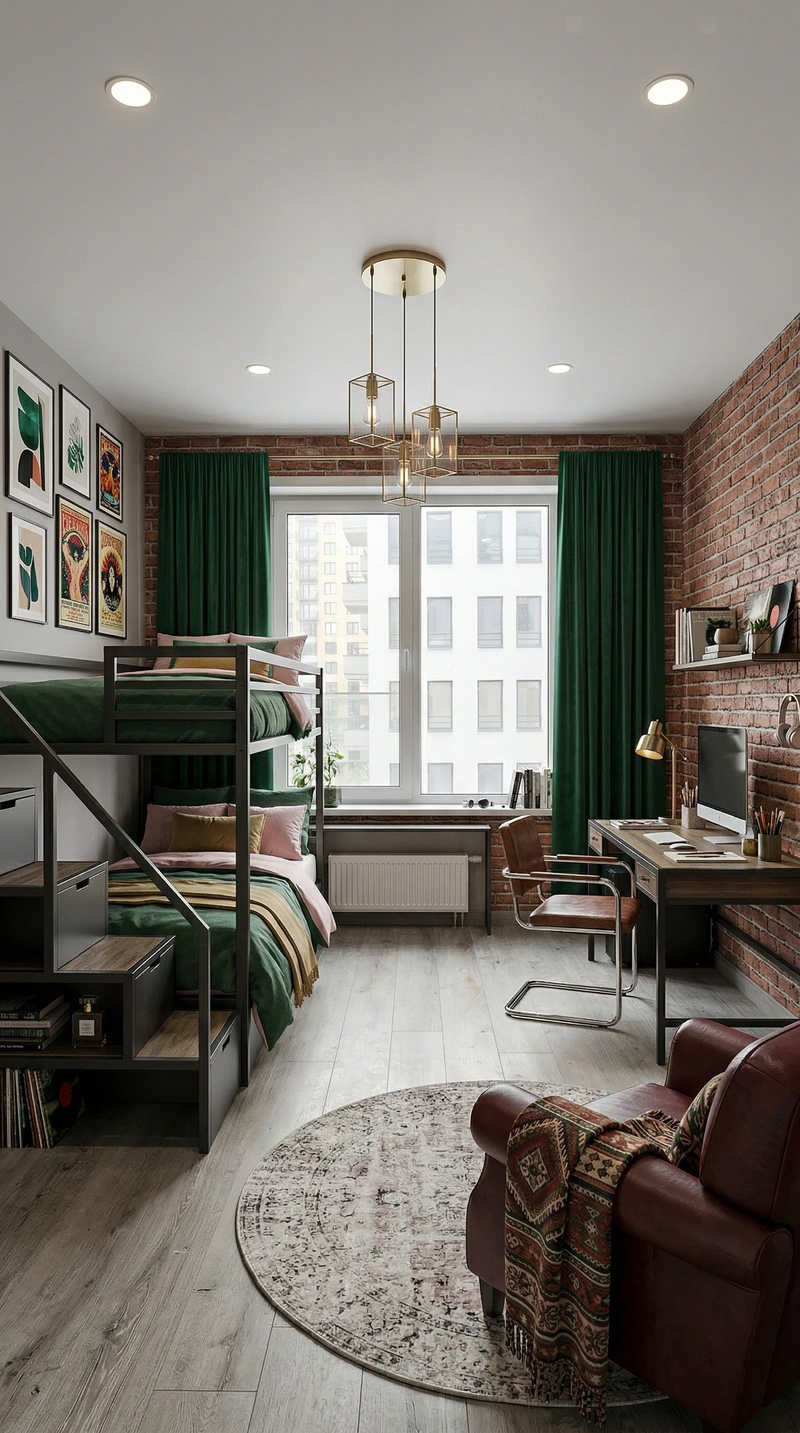 Дизайн детской в стиле Лофт — фото интерьера от нейросети RoomGPT