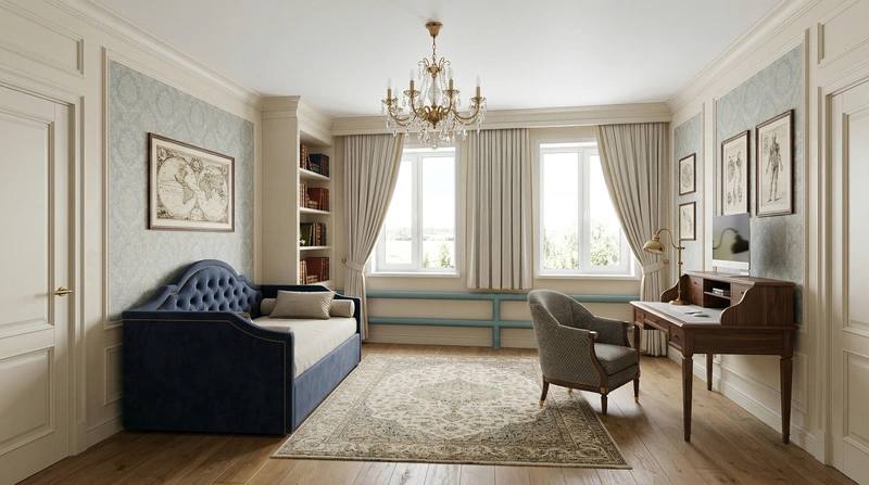 Дизайн детской в стиле Классика — фото интерьера от нейросети RoomGPT